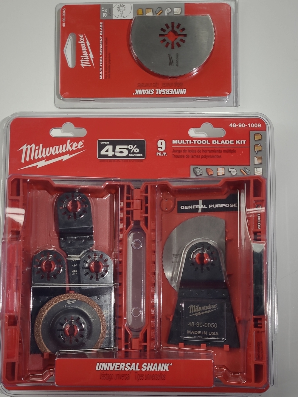 Milwaukee Tool Univ Shank 9-Piece Multi-Tool Blade and 3 1/8" Segment Blade